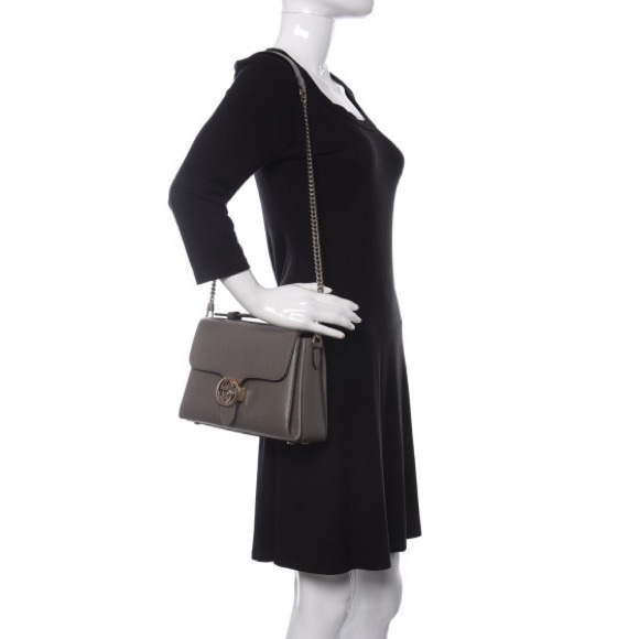 Gucci  Dollar Calfskin Interlocking G Top Handle Shoulder Bag Loess - Picture 2 of 16